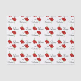 Liebe meine Valentine-roten Herz-Blumen Seidenpapier