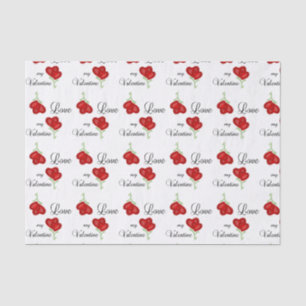 Liebe meine Valentine-roten Herz-Blumen Seidenpapier