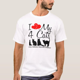 Liebe meine vier Katzen T-Shirt