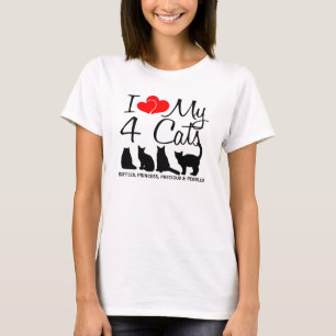 Liebe meine vier Katzen T-Shirt