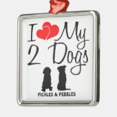Liebe meine ZWEI Hunde Silbernes Ornament (Links)