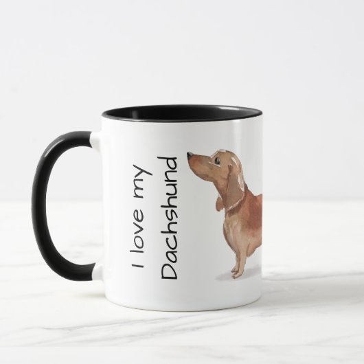 Liebe meinen Dachshund (braun) Tasse (Links)