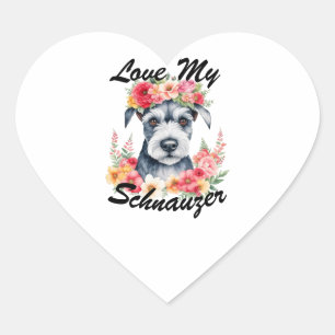 Liebe meinen Schnauzer Florales Herz Sticker