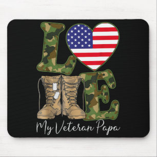 Liebe meinen Veteranen Papa stolzer militärischer Mousepad