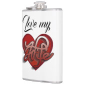 Liebe meiner Ehefrau Herzdesign Flachmann (Links)