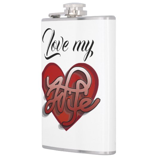 Liebe meiner Ehefrau Herzdesign Flachmann (Links)