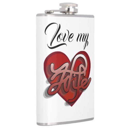 Liebe meiner Ehefrau Herzdesign Flachmann (Rechts)