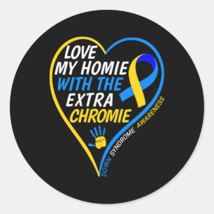 Liebe meiner Heimat mit dem Extra Chromie Down Syn Runder Aufkleber