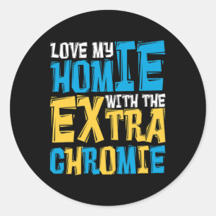 Liebe meiner Heimat mit dem Extra Chromie Down Syn Runder Aufkleber