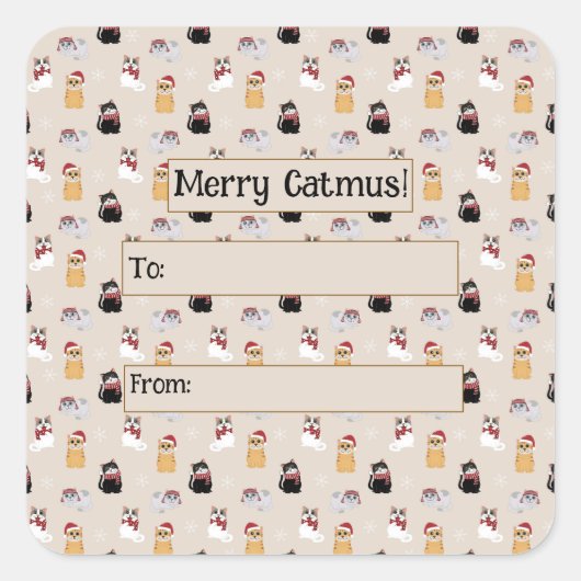 Liebe meiner Katze Quadratischer Aufkleber (Vorderseite)