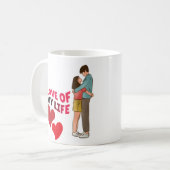 Liebe meines Lebens, zwei Herzen, rote Herzen, Paa Kaffeetasse (Vorderseite Links)