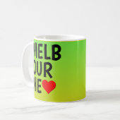 Liebe Melbourne (oder Ihr Text) Herz auf Grün Gold Kaffeetasse (Vorderseite Links)