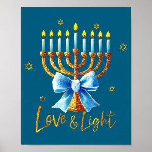 Liebe Menora Chanukka Licht Hanukkah Blau Coquette Poster