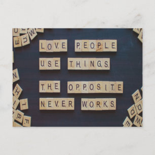 Liebe Menschen verwenden Dinge, positive Worte Postkarte