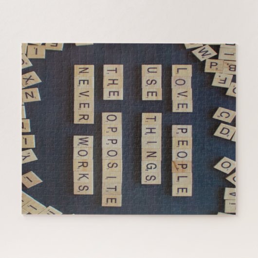Liebe Menschen verwenden Dinge, positive Worte Puzzle (Horizontal)