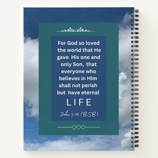 Liebe Message - John 3-16 - 8.5 x 11 Spiral Notizblock (Rückseite)