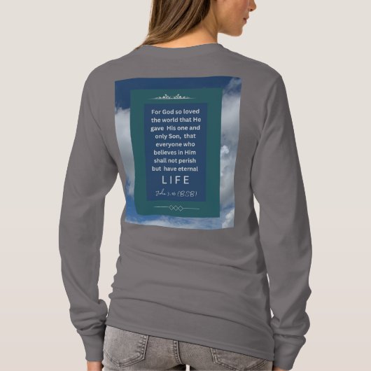 Liebe Message - John 3-16 - Long Sleeve Med Gray T-Shirt (Rückseite)