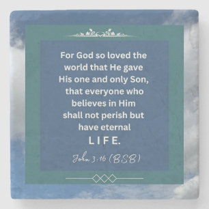 Liebe Message - John 3-16 - Square Stone Untersetz Steinuntersetzer