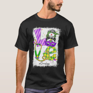 Liebe Messy Bun Oncology Nurse Mardi Gras Ca T-Shirt