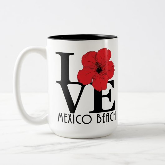 LIEBE Mexico Beach 15oz Roter Hibiskus Zweifarbige Tasse (Links)