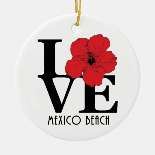 LIEBE Mexico Beach Red Hibiskus Keramik Ornament (Vorne)