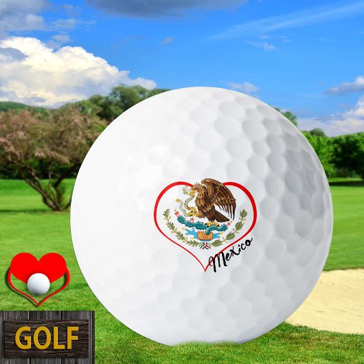 Liebe Mexico Golf Balls, mexikanische Flagge, Herz Golfball