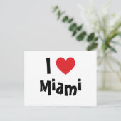 Liebe Miami Black and Red Heart Postkarte (Stehend Vorderseite)