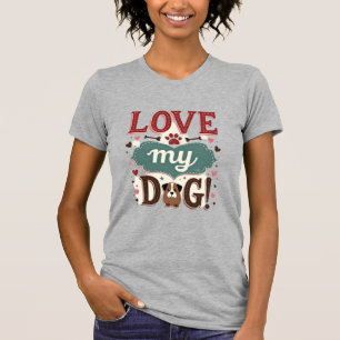 Liebe mich, liebe meinen Hund Vintage süßer Pfoten T-Shirt