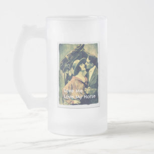 Liebe mich und liebe mein Pferd Vintage Paar Mattglas Bierglas