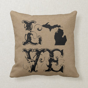 Liebe Michigan Staat rustikale schicke Einbruch Vi Kissen