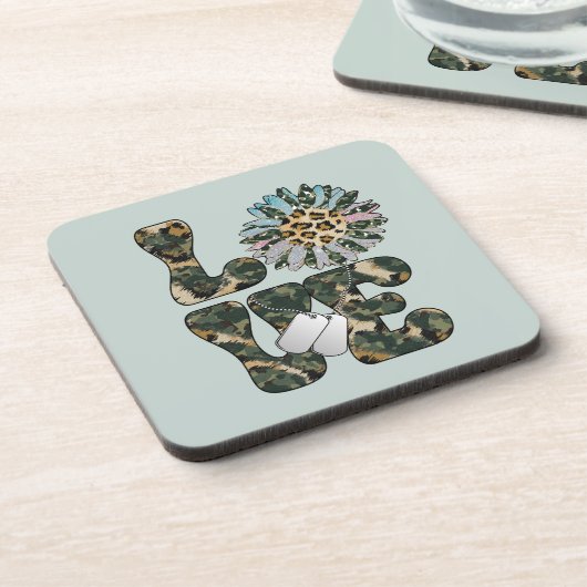 Liebe Military Sunflower Getränkeuntersetzer (Linke Seite)
