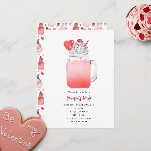 Liebe Milkshake Valentine's Party Einladung
