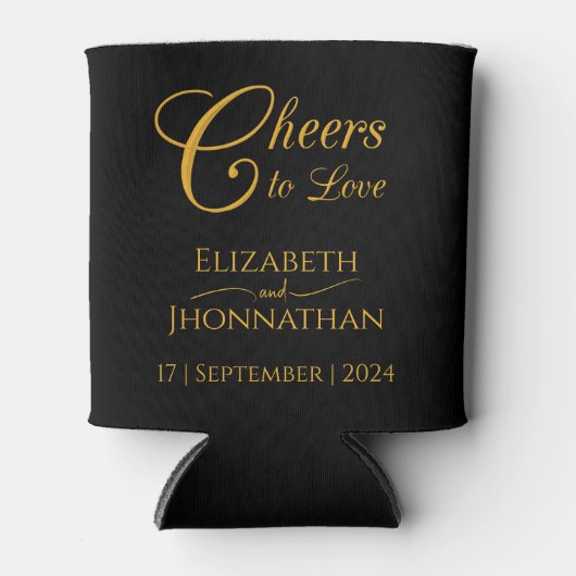 Liebe Minimal Black & Gold Script Hochzeit Dosenkühler (Vorderseite)