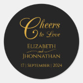Liebe Minimal Black & Gold Script Hochzeit Runder Aufkleber (Vorderseite)