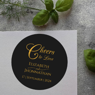 Liebe Minimal Black & Gold Script Hochzeit Runder Aufkleber