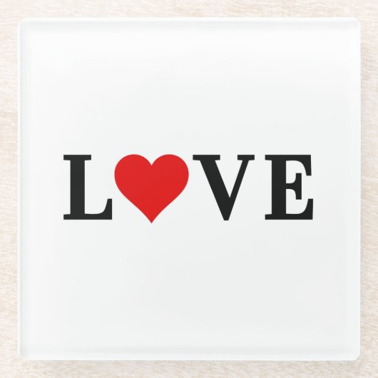 LIEBE Minimalistisch Elegant Glasuntersetzer (Vorderseite)