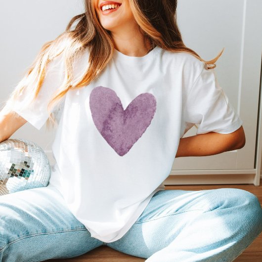 Liebe Minimalistisch Wasserfarbe Lila Herztrendy T-Shirt