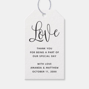 Liebe. Minimalistische einfache Schrift Hochzeit D Geschenkanhänger