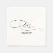 Liebe - Minimalistische Schwarz-Script-Hochzeit Serviette (Vorderseite)