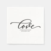 Liebe - Minimalistische Schwarz-Script-Hochzeit Serviette (Vorderseite)