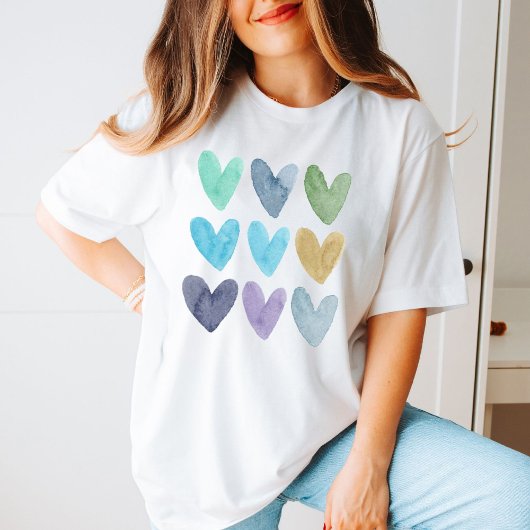 Liebe Minimalistische Wasserfarben Herz Niedliche T-Shirt