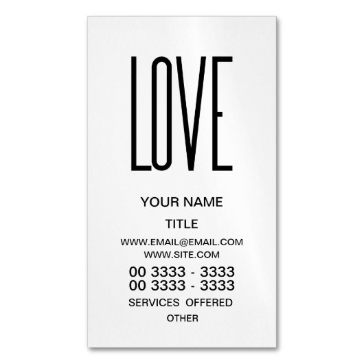 Liebe - Minimalistischer Entwurf Magnetische Visitenkarte (Vorderseite Vertikal)