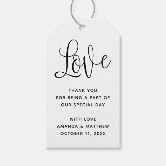 Liebe. Minimalistisches einfaches Skript Hochzeit  Geschenkanhänger (Vorderseite)