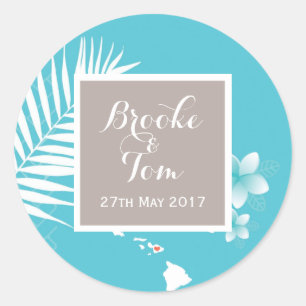 Liebe Mint Watercolor Hochzeitsticker Runder Aufkleber