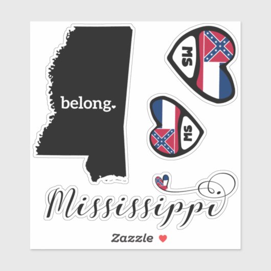 Liebe Mississippi, 3 Designs, Aufkleber Die (Blatt)