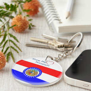 Liebe Missouri mit/Initials Flag Patriotic anzeige Schlüsselanhänger