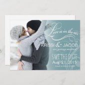 Liebe Mist Foto Save the Date | Eisblau Einladung (Vorne/Hinten)