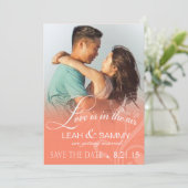 Liebe Mist Foto Save the Date | Pfirsich (Stehend Vorderseite)