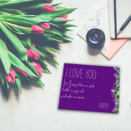 Liebe mit Aquarellblumen lila lustige Postkarte