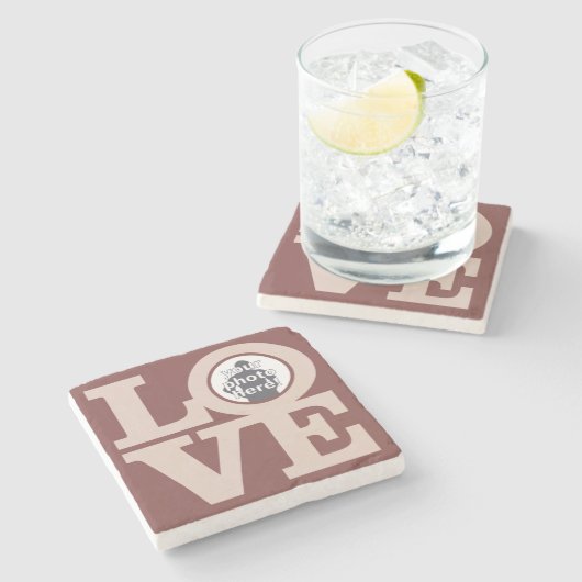LIEBE mit benutzerdefinierten FOTO-Untersetzer Steinuntersetzer (Seitenansicht)
